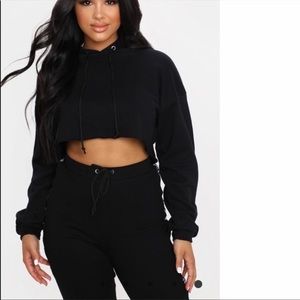 PrettyLittleThing cropped sweatshirt hoodie.